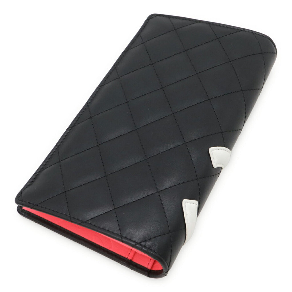 Chanel Black Pink White Leather Long Wallet (Bi-Fold)