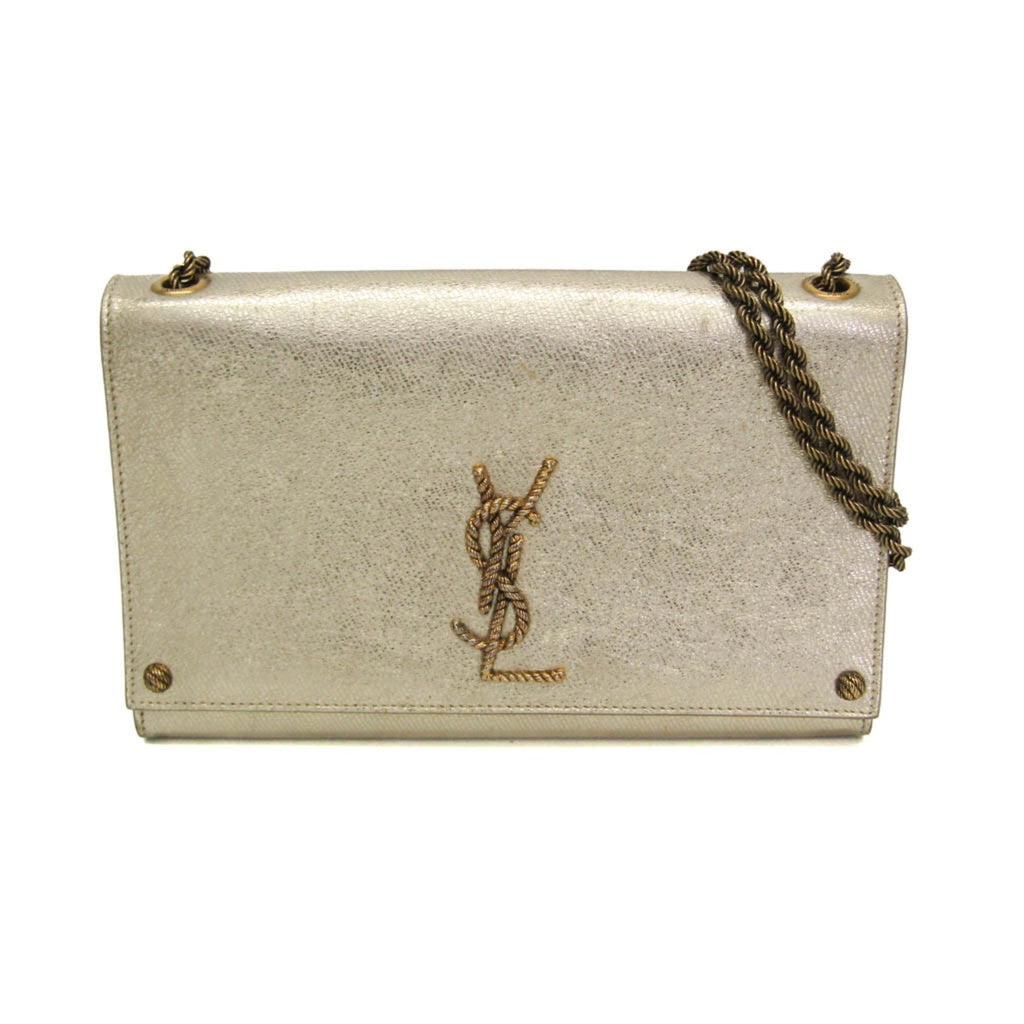 Saint Laurent Classic Monogram Crossbody Bag Calfskin Gold Leather Shoulder Bag Bag (Pre-Owned)