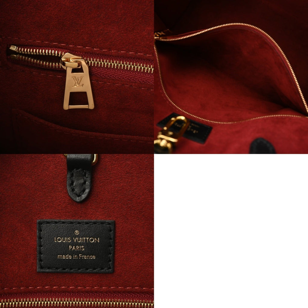 Louis Vuitton Beige Black Leather Handbag