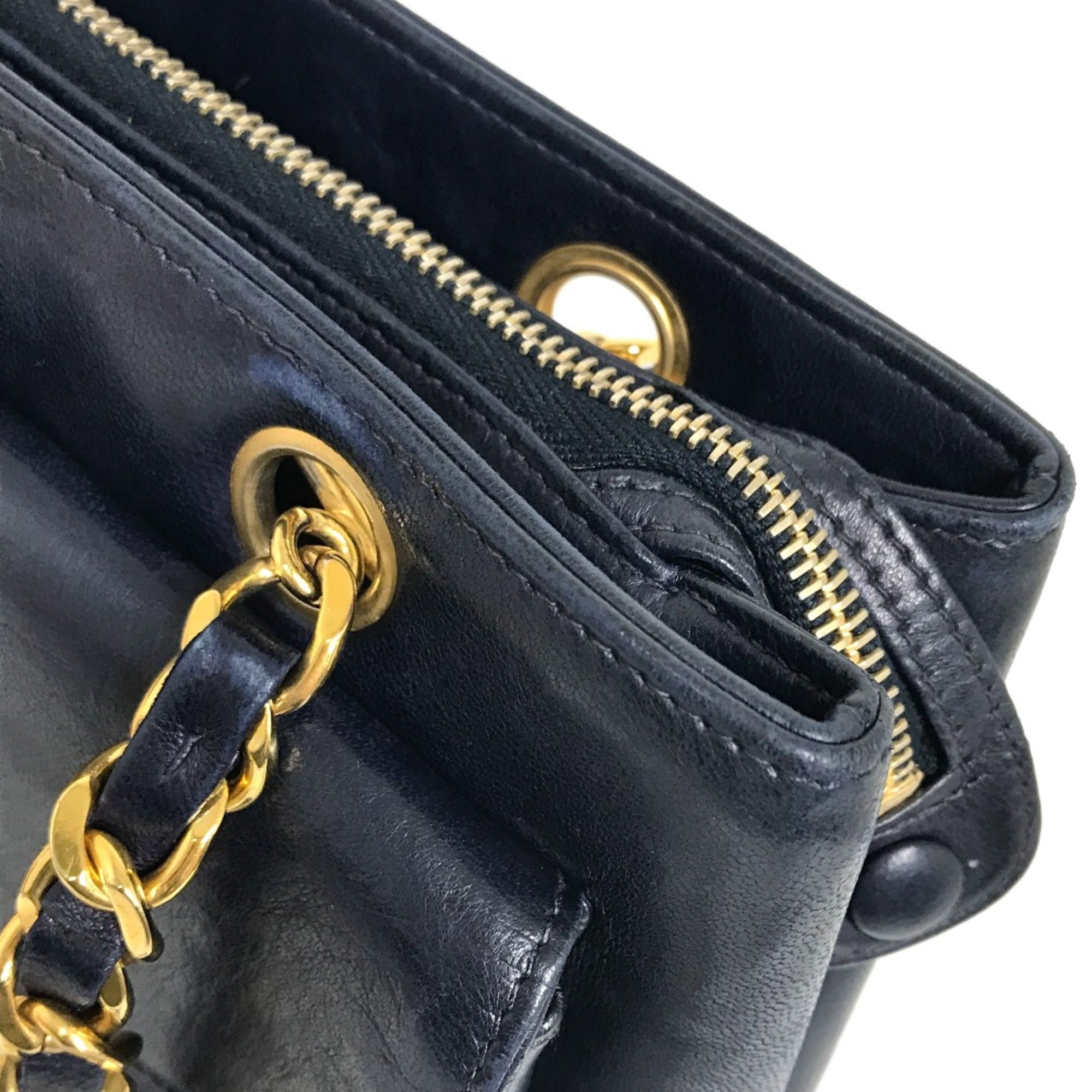 Chanel Navy Leather Shoulder Bag