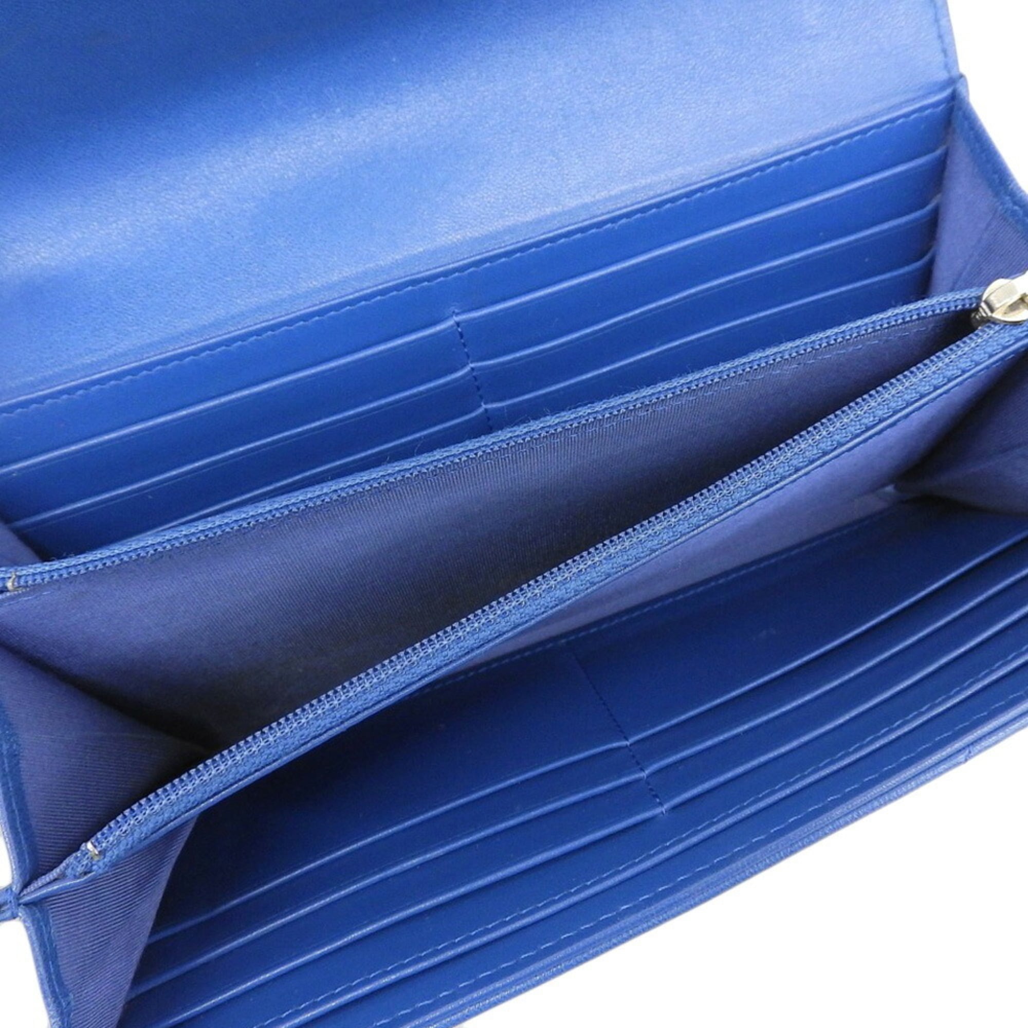 Chanel Blue Leather Long Wallet (Bi-Fold)
