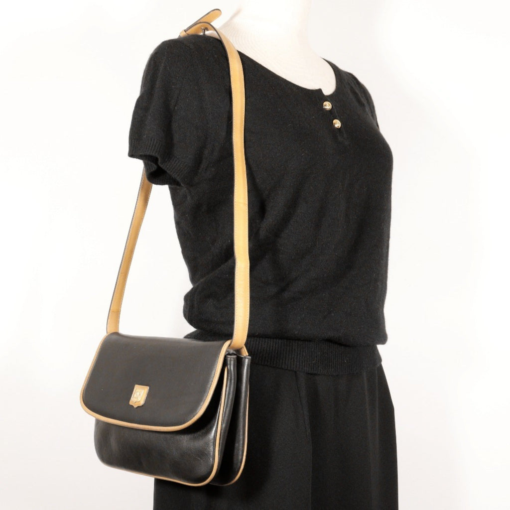 Celine Black Leather Shoulder Bag