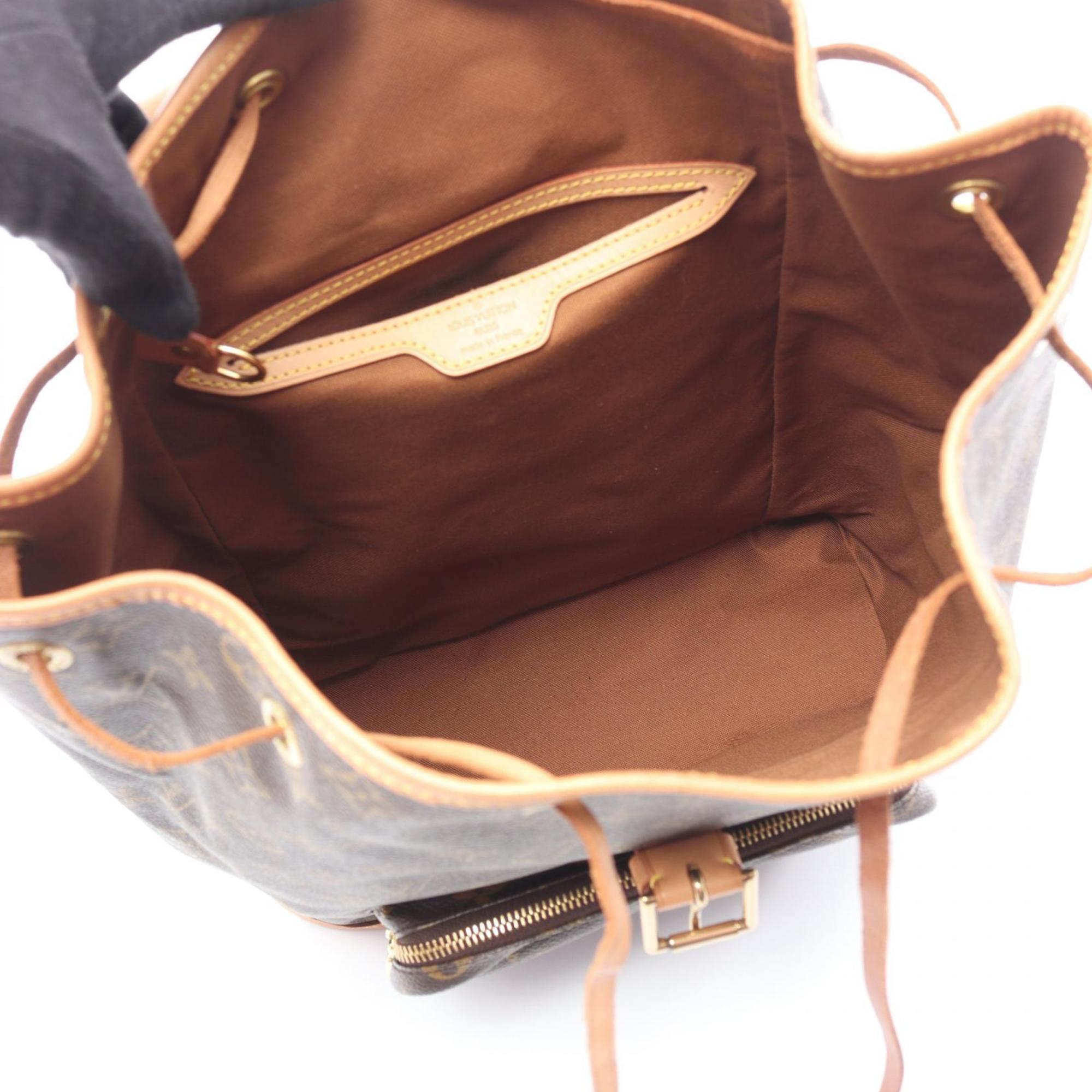 Louis Vuitton Brown Coated Canvas Leather Backpack Handbag