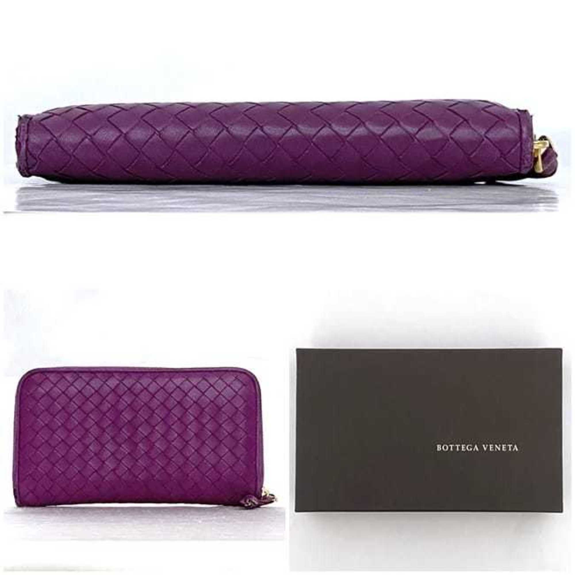 Bottega Veneta Purple Leather Long Wallet (Bi-Fold)