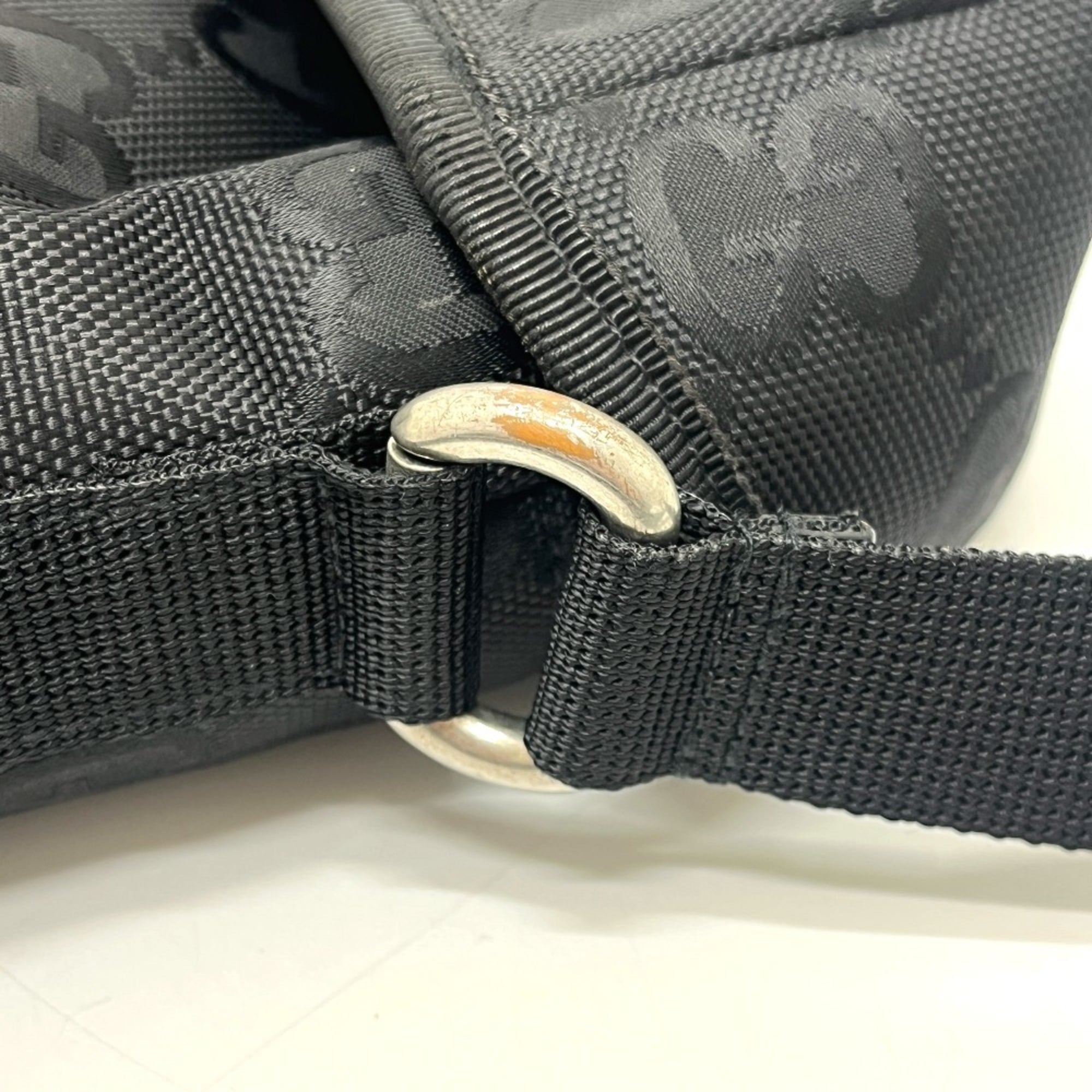 Gucci Black Nylon Leather Handbag Shoulder Bag (Pre-Owned)