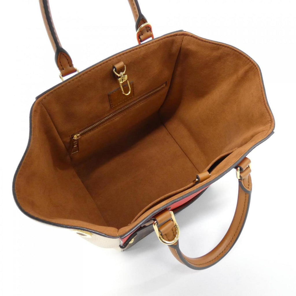 Louis Vuitton Black Cerise Cream Leather Coated Canvas Handbag