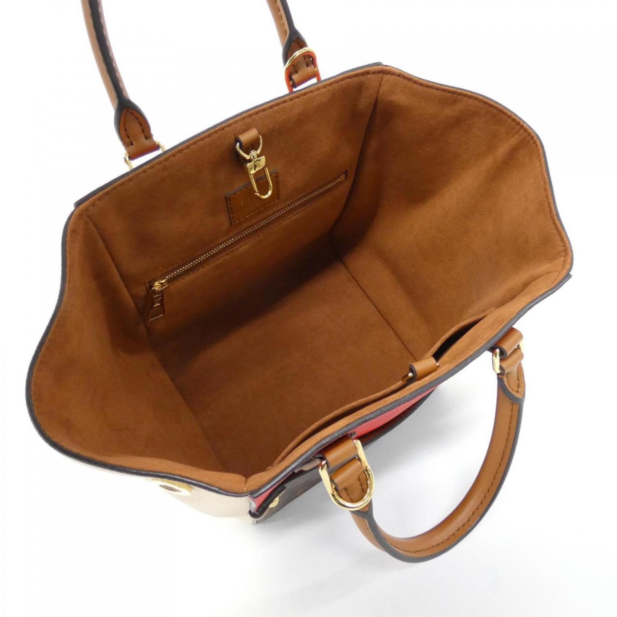Louis Vuitton Black Cerise Cream Leather Coated Canvas Handbag