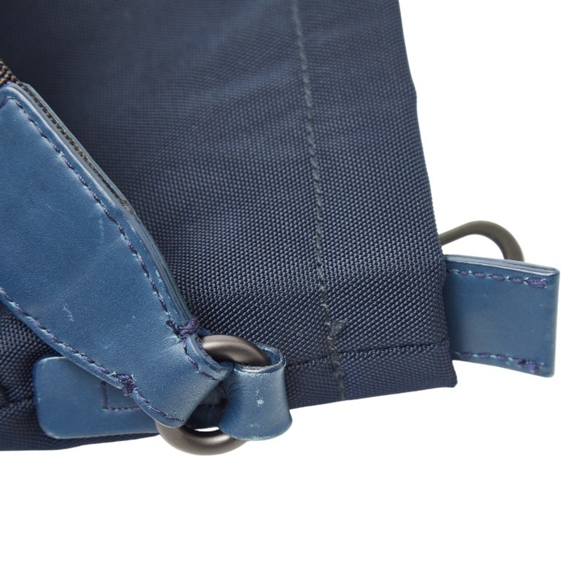 Bottega Veneta Blue Navy Leather Nylon Shoulder Bag