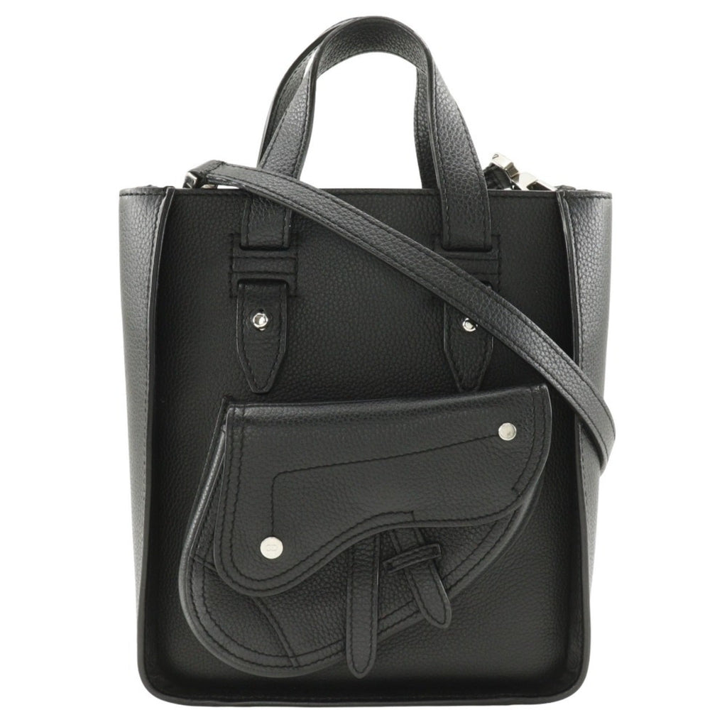 Christian Dior Black Leather Handbag Shoulder Bag Tote Bag (Pre-Owned)