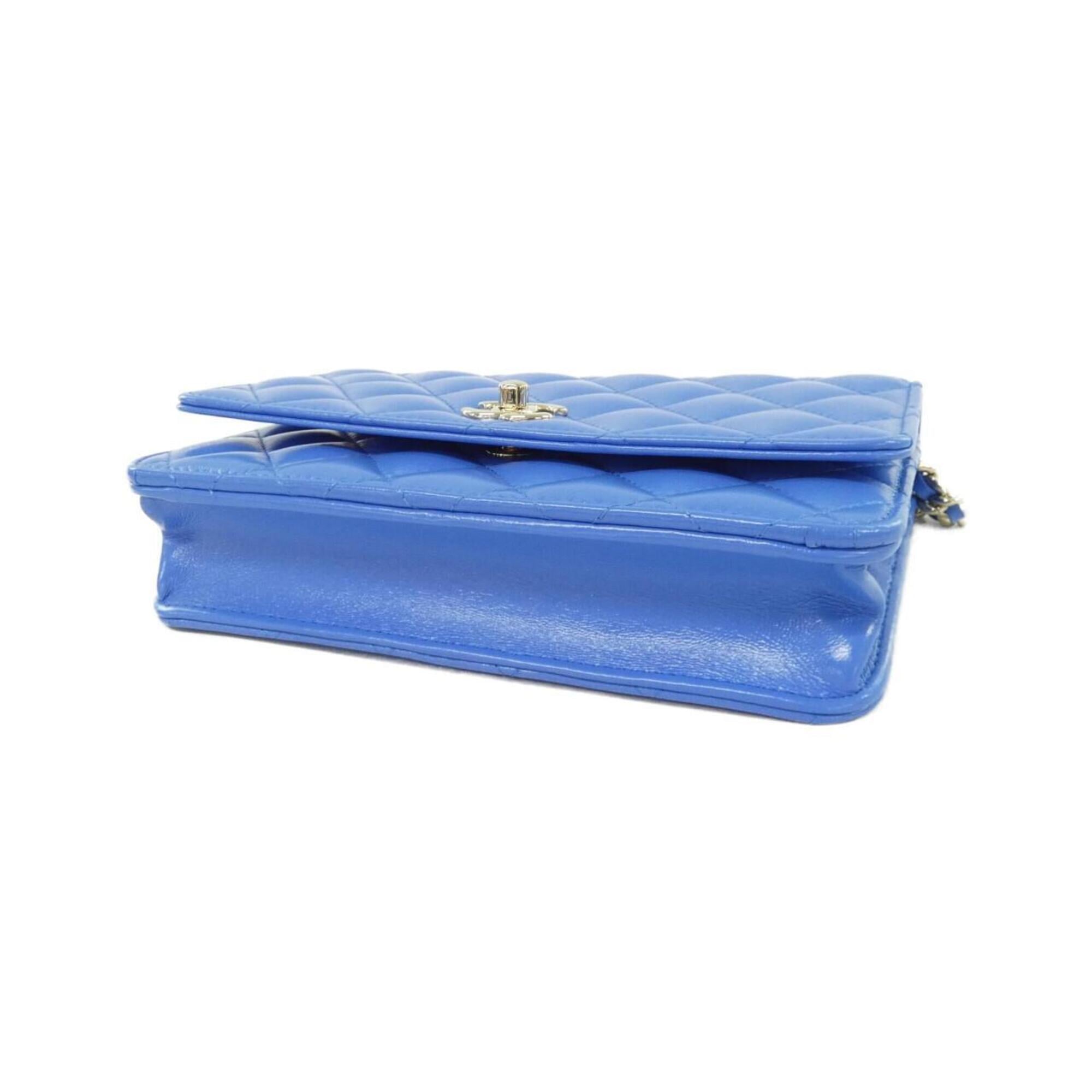 Chanel Blue Leather Chain/Shoulder Wallet