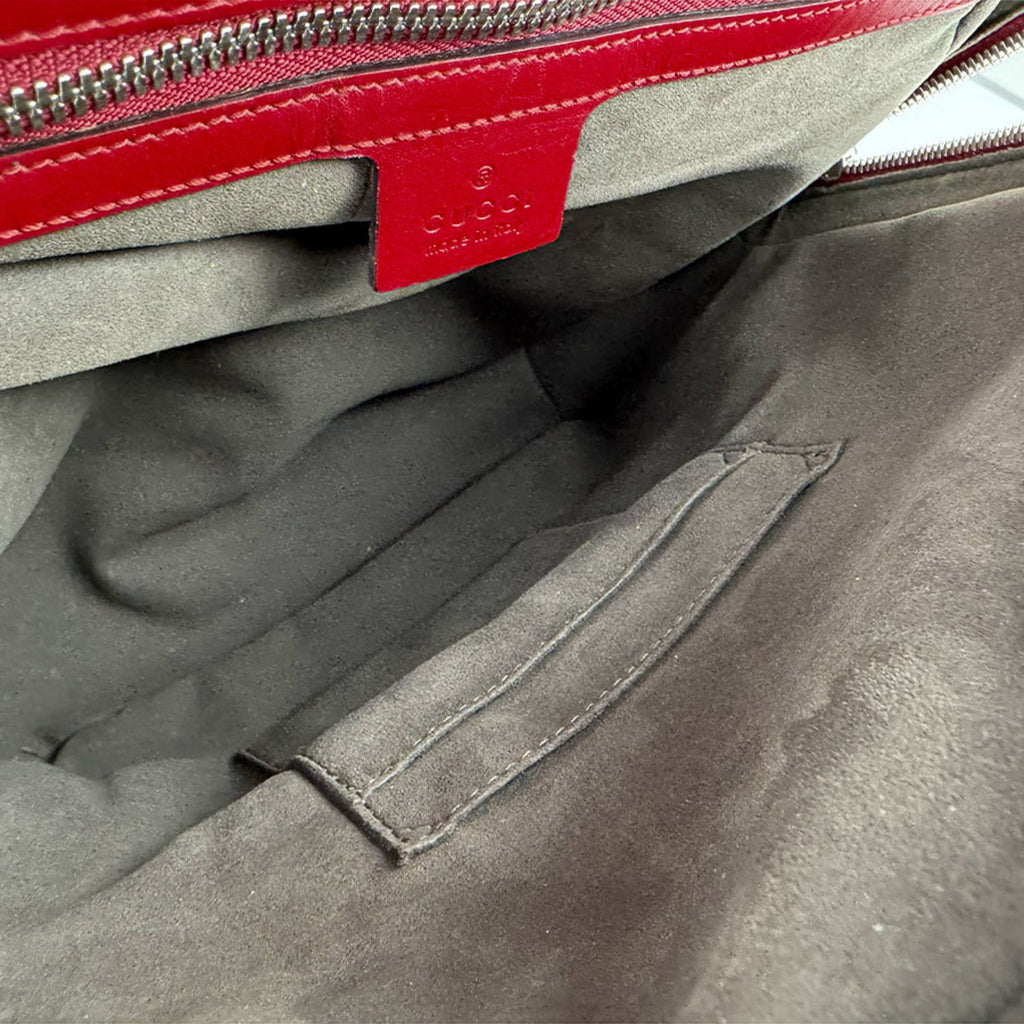 Gucci Red Color Leather Backpack (Pre-Owned)