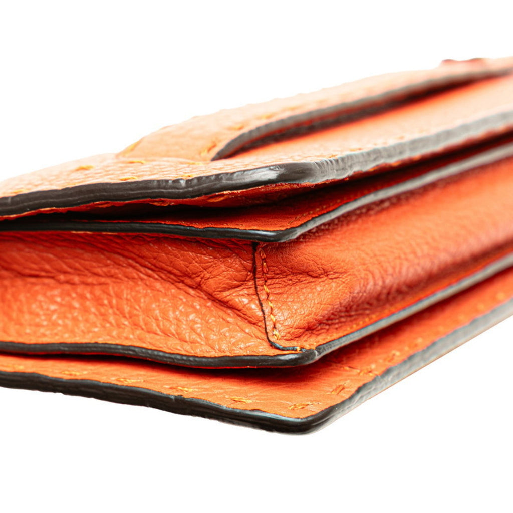Fendi Orange Leather Clutch Bag