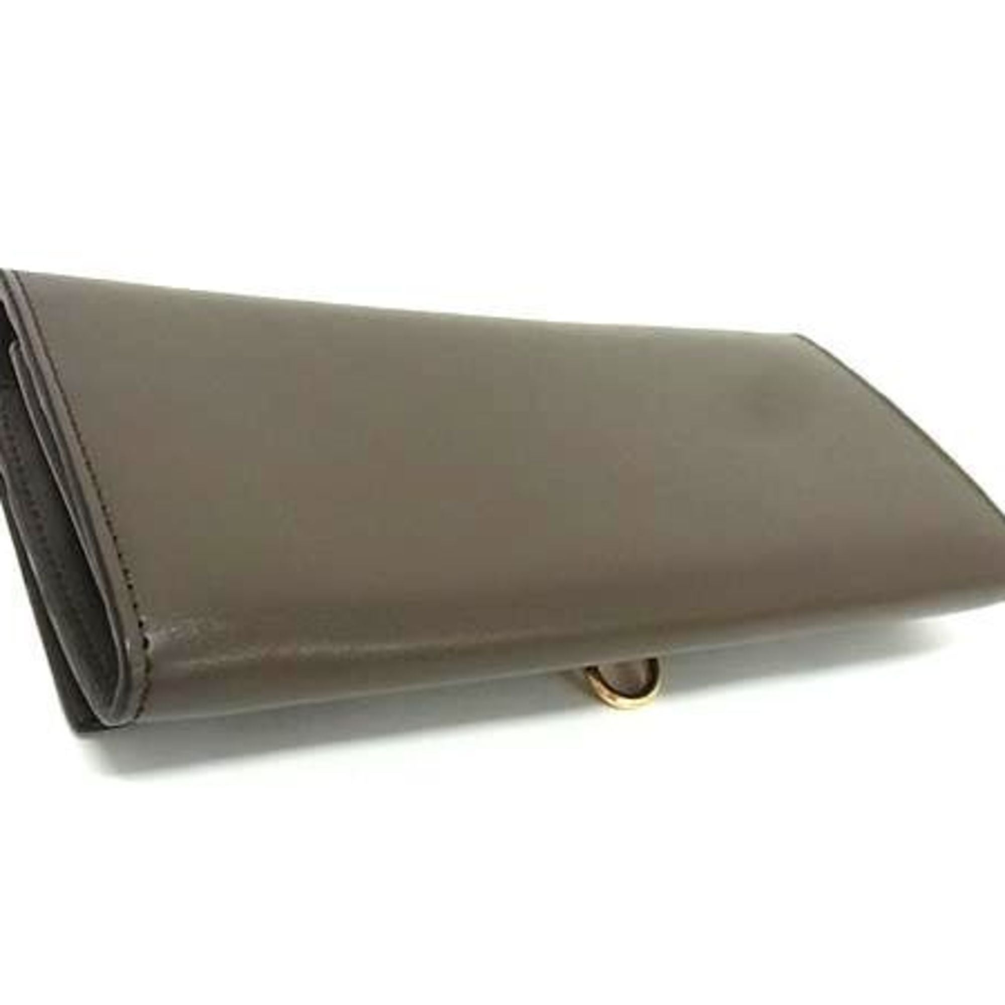 Fendi Grayish Leather Long Wallet (Bi-Fold)