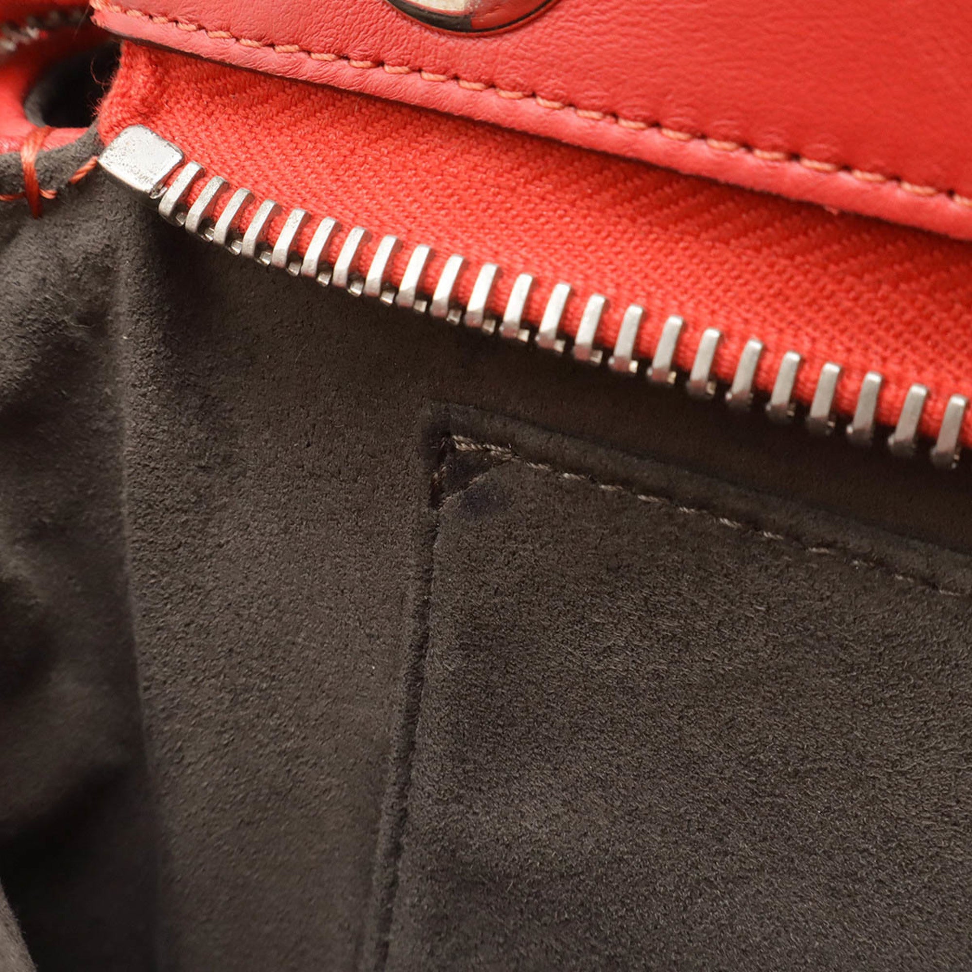 Fendi Dotcom Red Color Leather Pouch Shoulder Bag