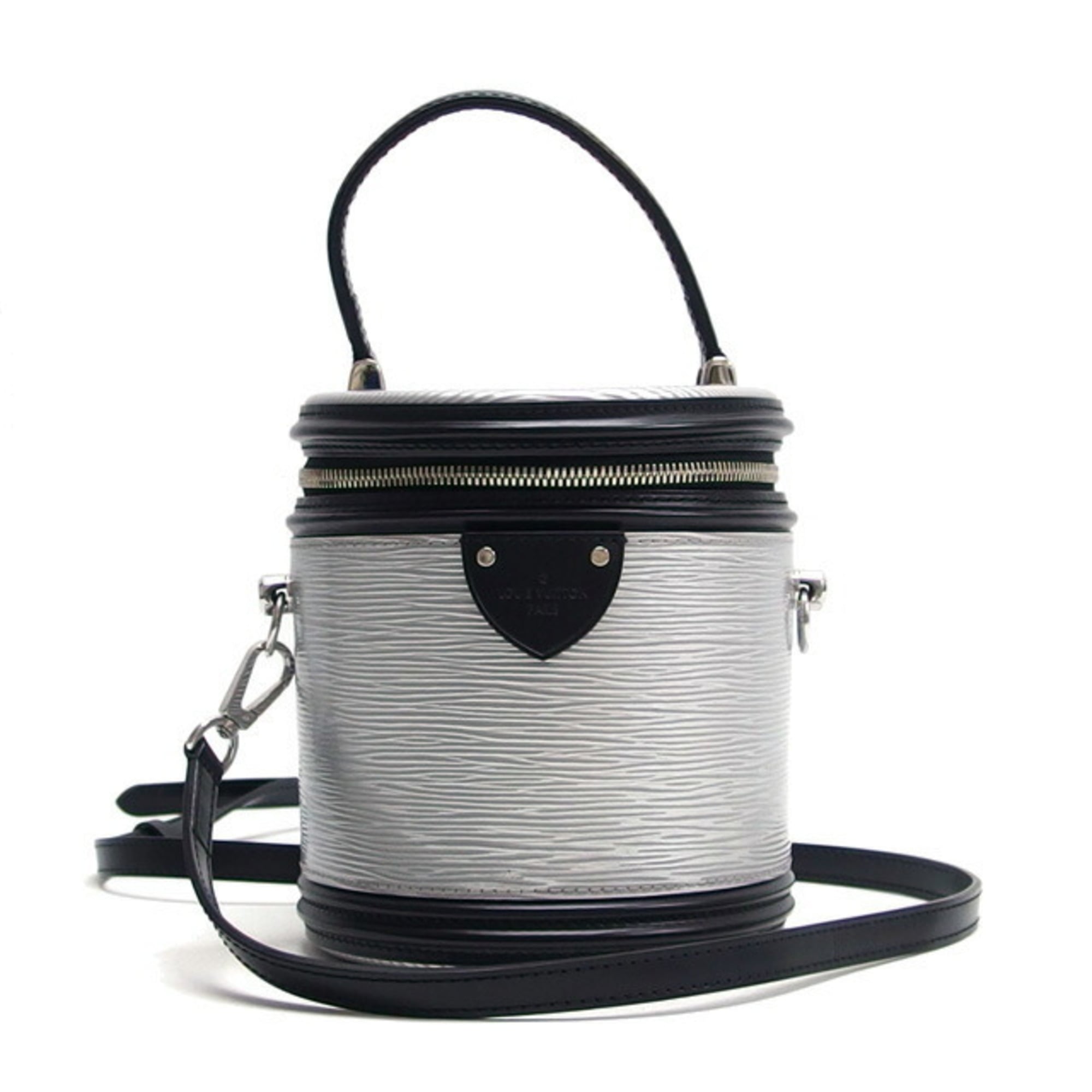 Louis Vuitton Noir Silver Epi Leather Leather Handbag Shoulder Bag Vanity Bag