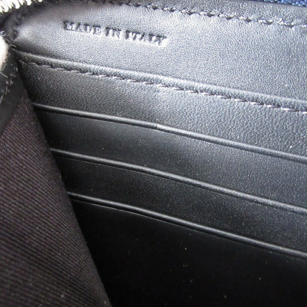 Burberry Navy Leather Long Wallet (Bi-Fold)
