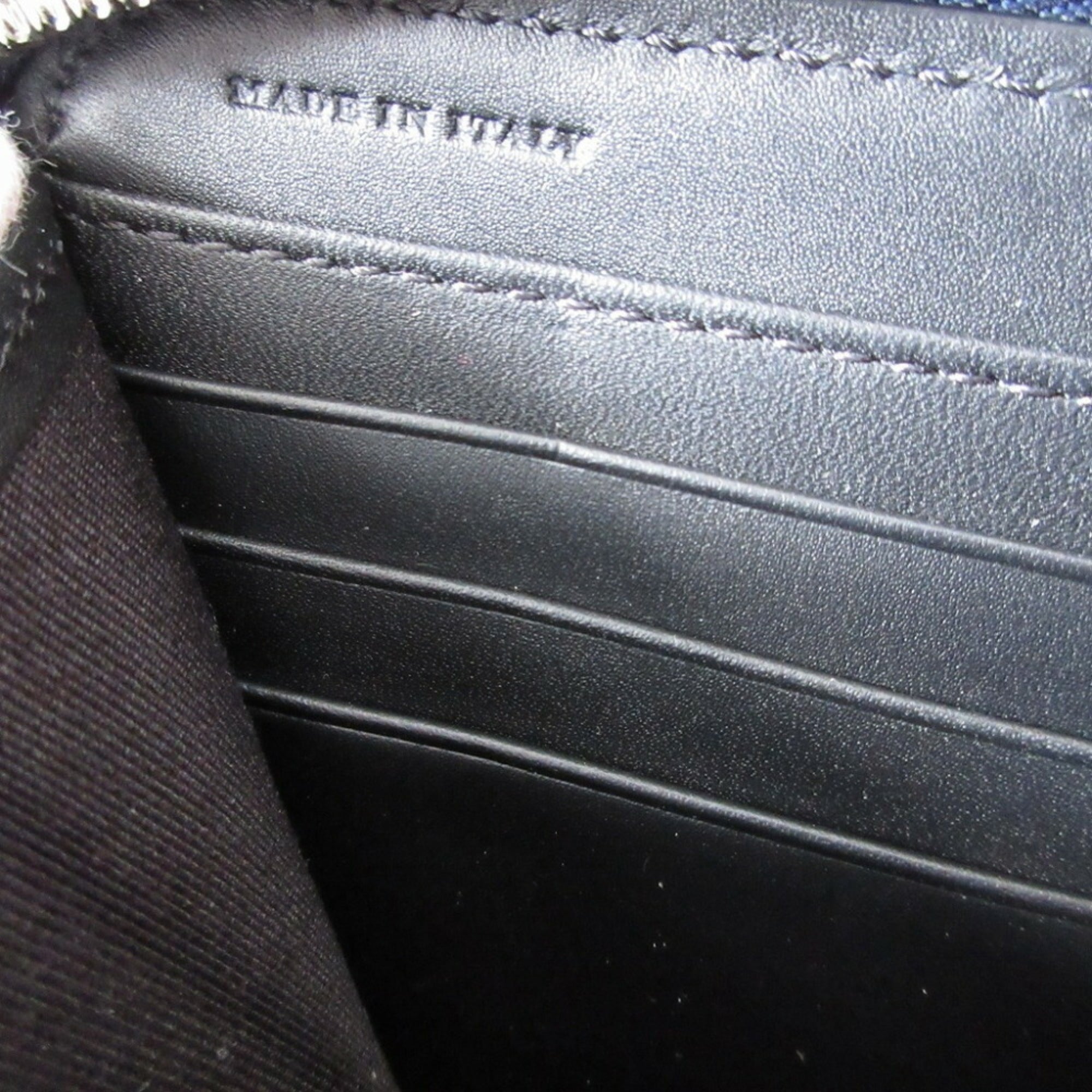 Burberry Navy Leather Long Wallet (Bi-Fold)