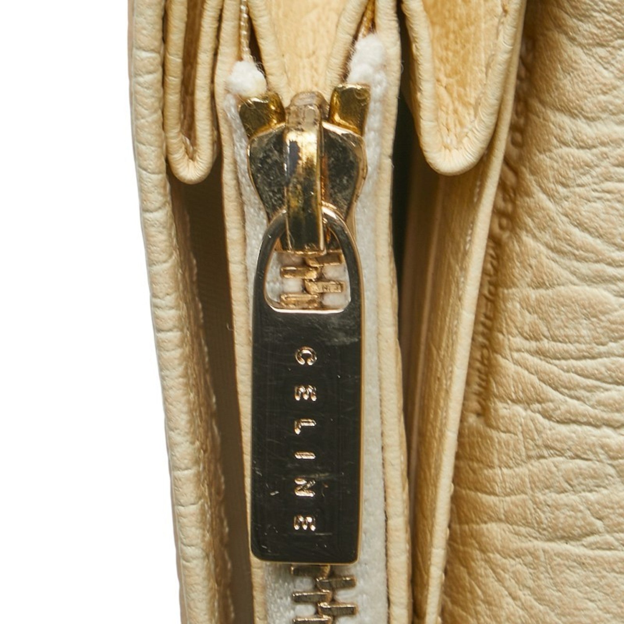 Celine Brown Ivory Canvas Leather Long Wallet (Bi-Fold)