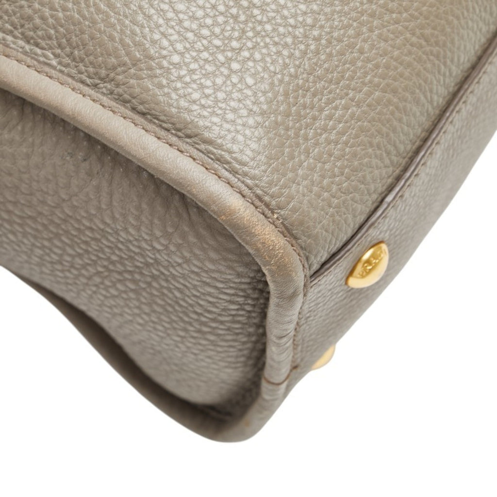 Prada Gray Leather Handbag Shoulder Bag