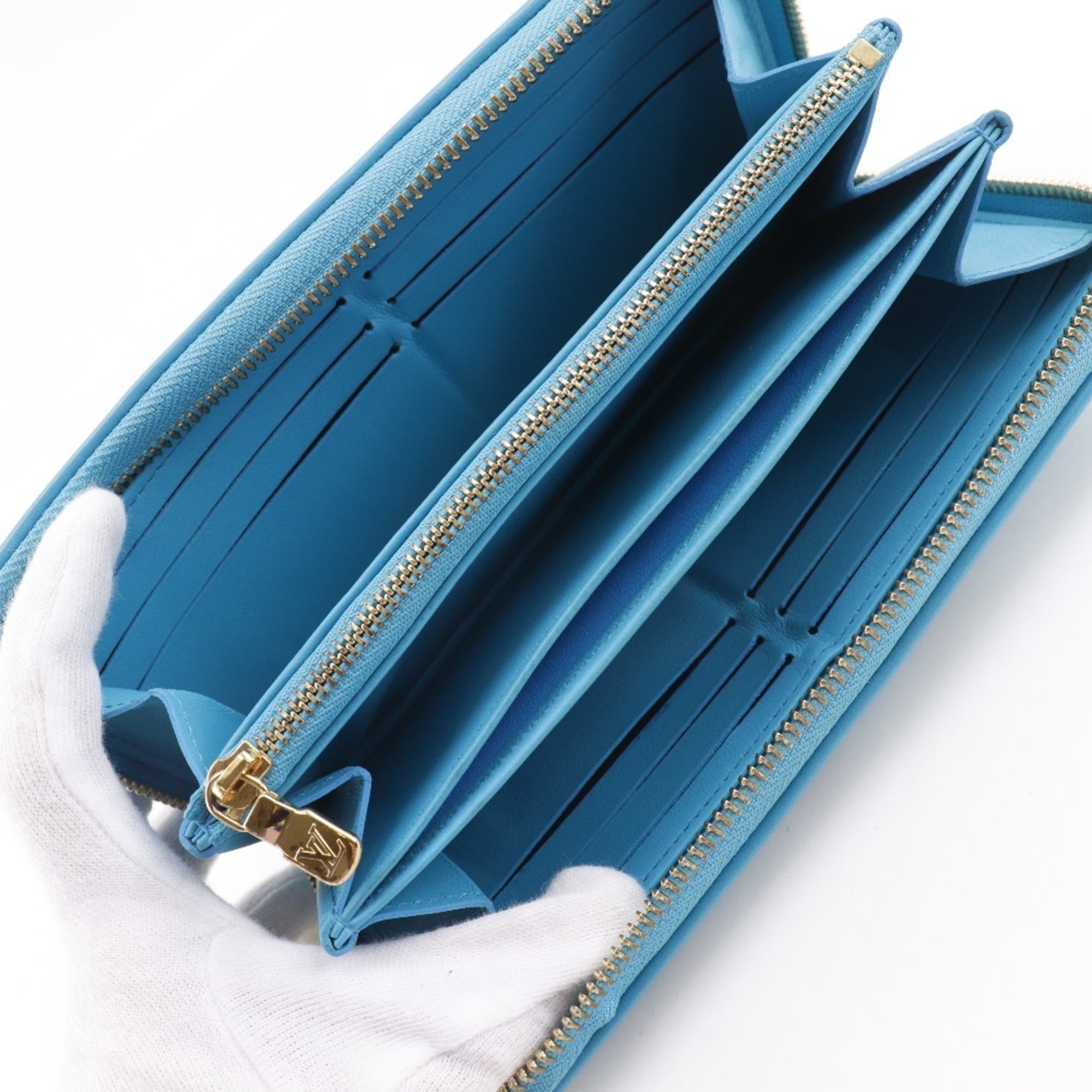 Louis Vuitton Blue Turquoise Leather Long Wallet