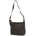 Celine Black Brown Coated Canvas Leather Shoulder Bag