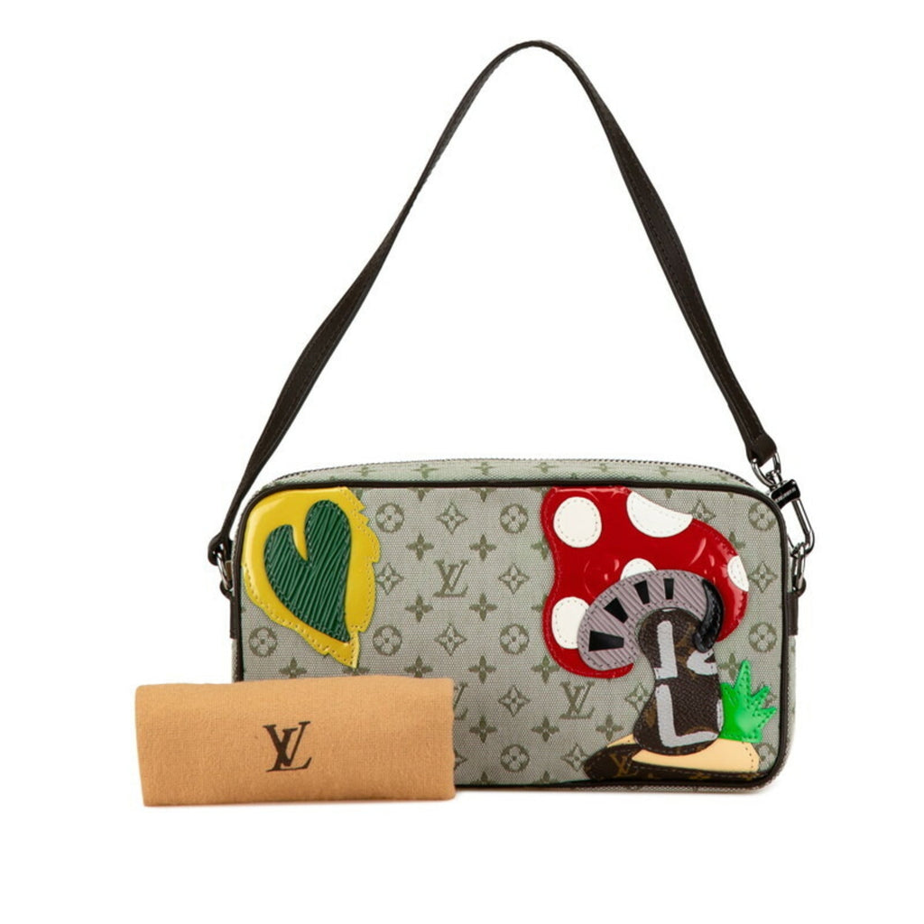 Louis Vuitton Green Khaki Canvas Leather Shoulder Bag