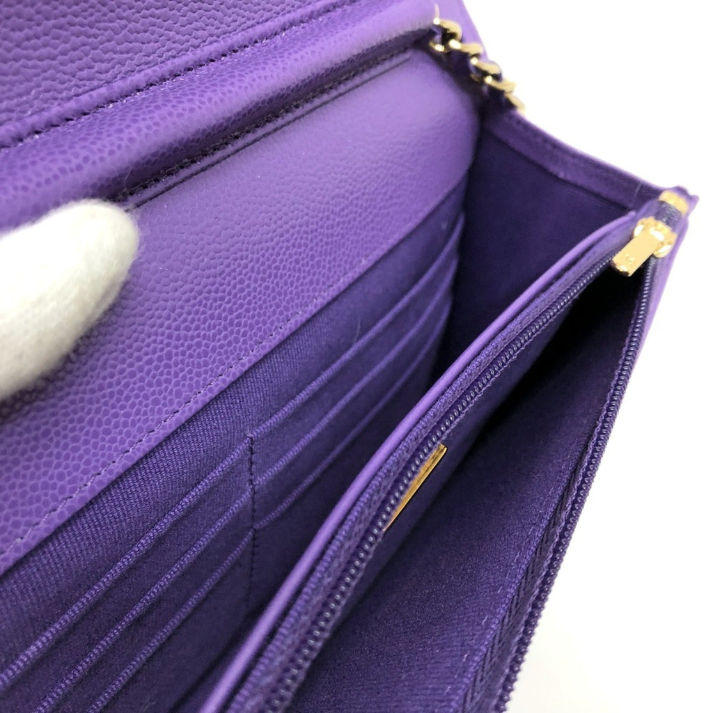 Chanel Matelasse Purple Caviar Leather Shoulder Bag