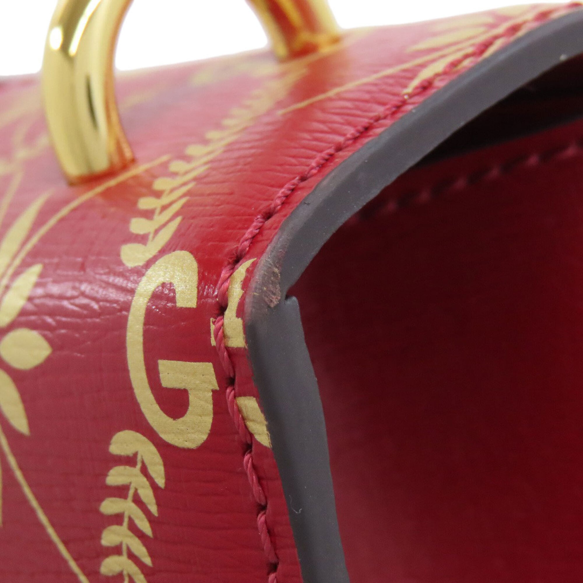 Gucci Red Color Leather Shoulder Bag (Pre-Owned)