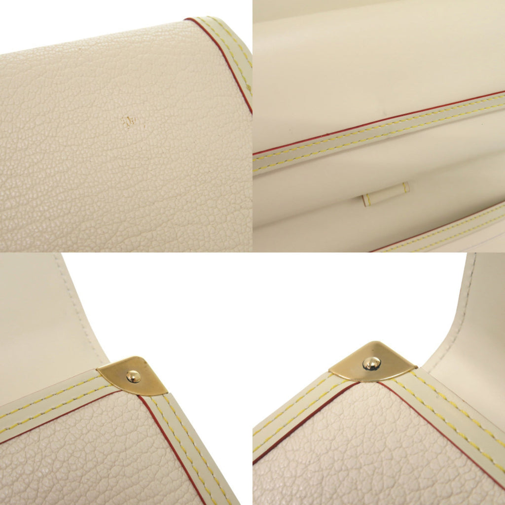 Louis Vuitton White Leather Long Wallet (Tri-Fold)