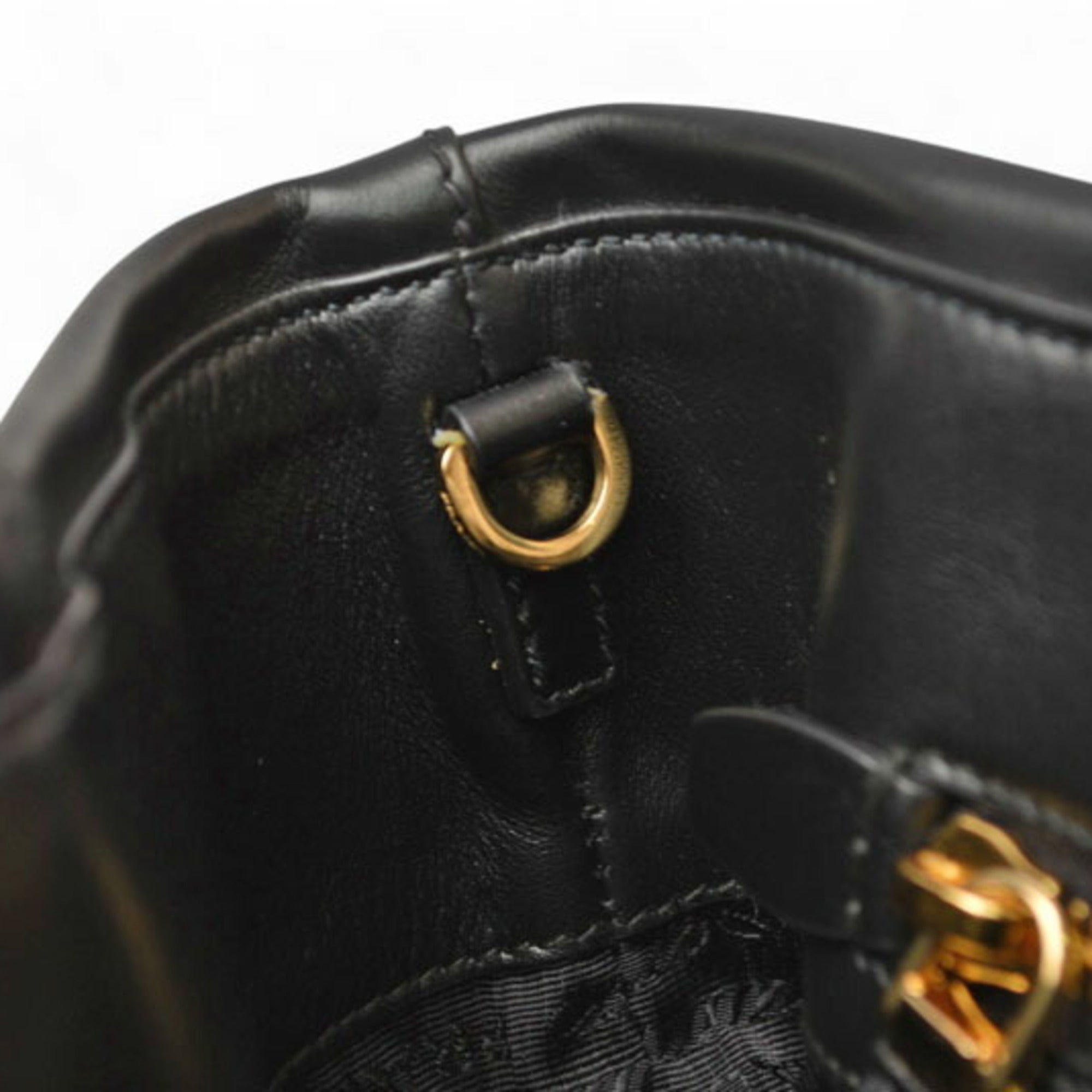 Prada Black Nylon Leather Handbag Shoulder Bag Tote Bag