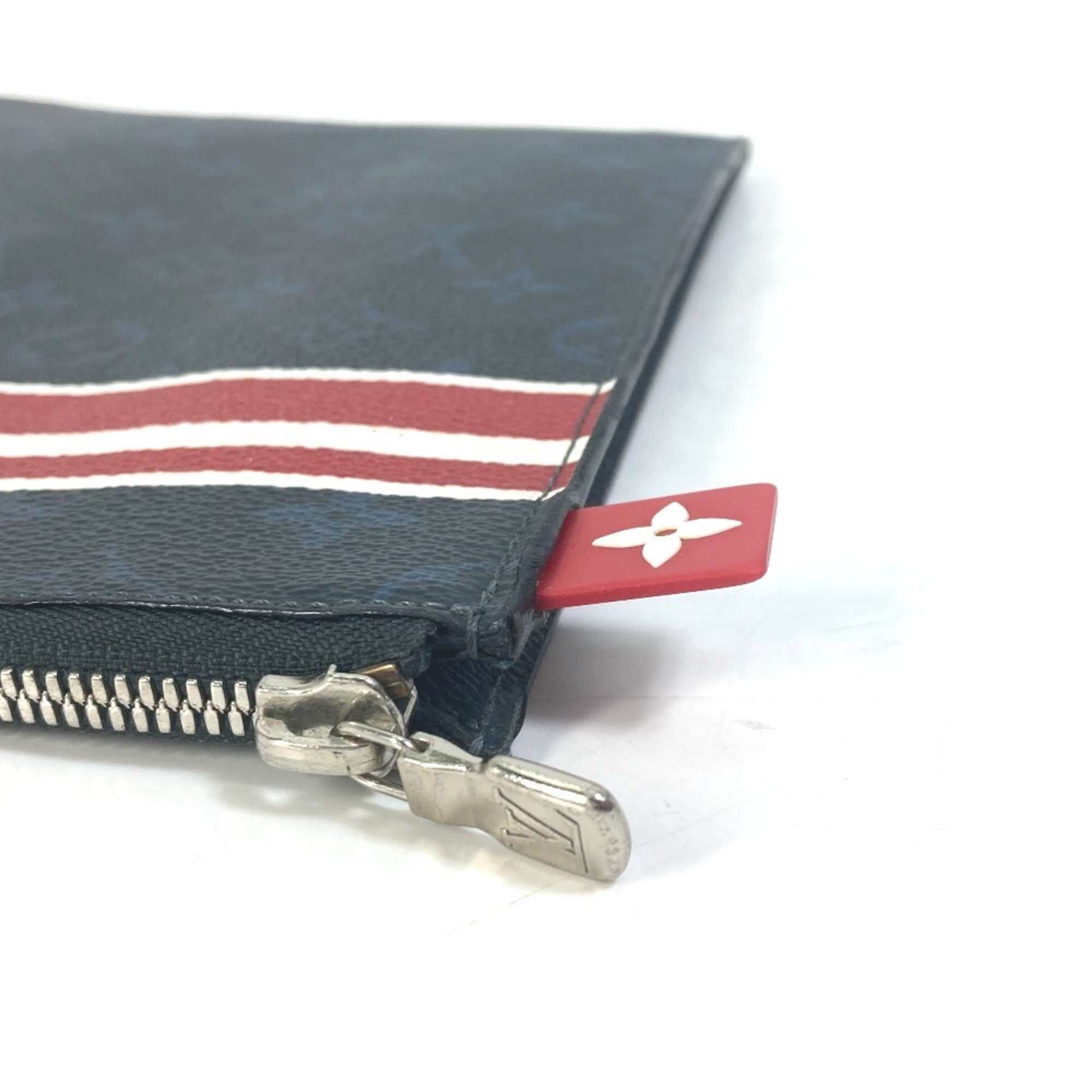Louis Vuitton Monogram Cobalt Navy Red Color White Clutch Bag