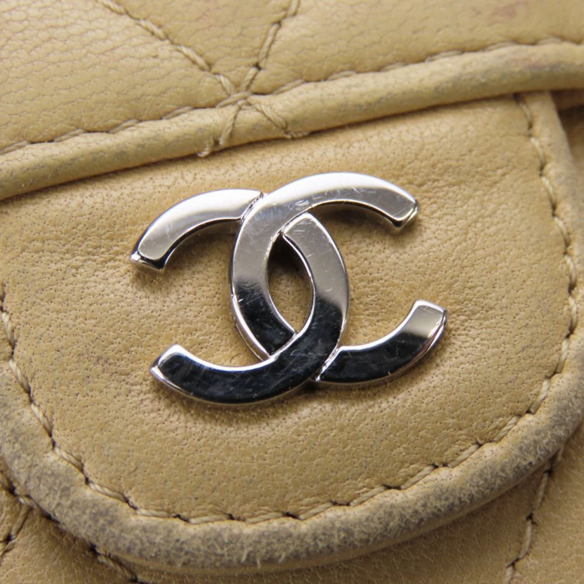 Chanel Beige Leather Coin Purse/Coin Case