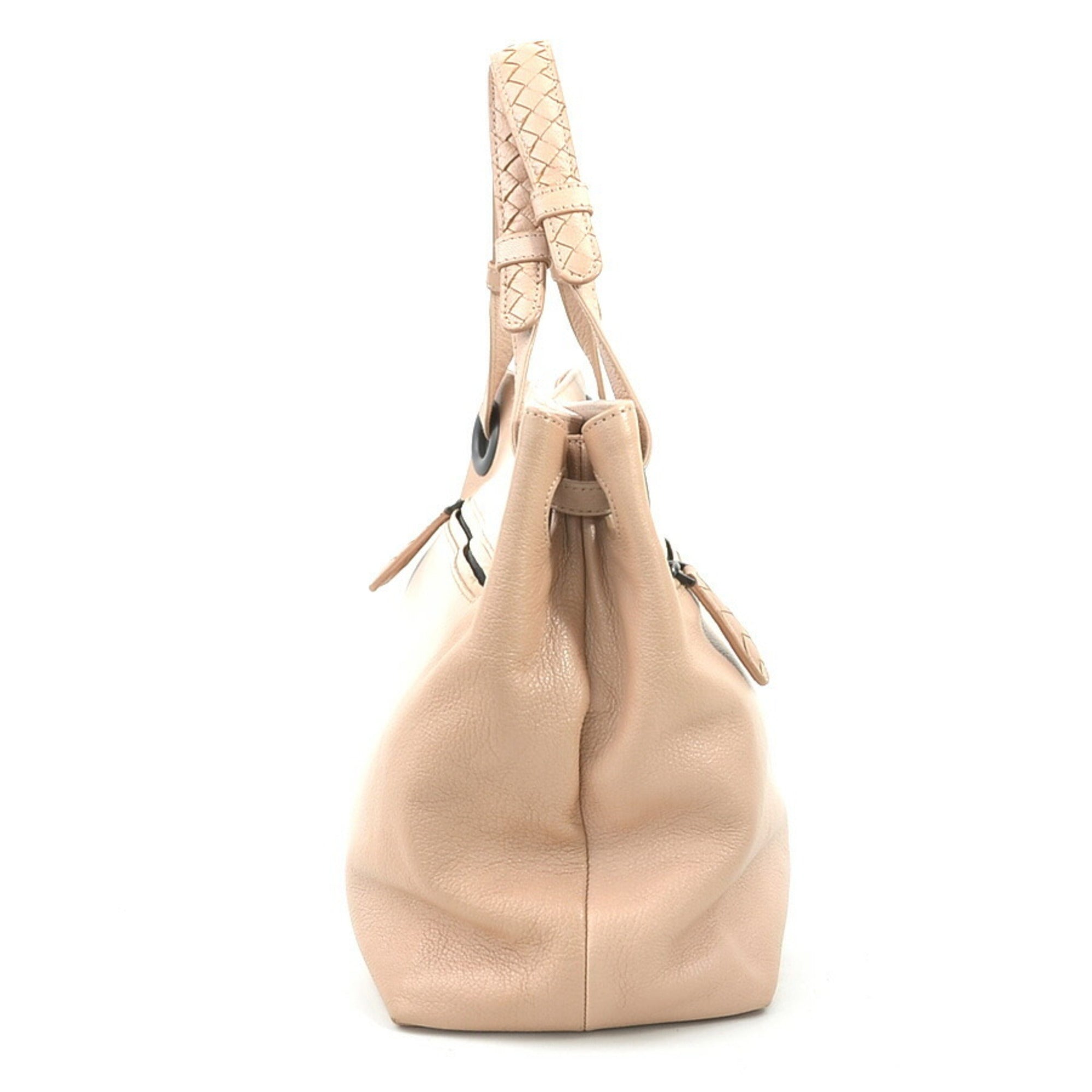Bottega Veneta Pink Beige Leather Handbag