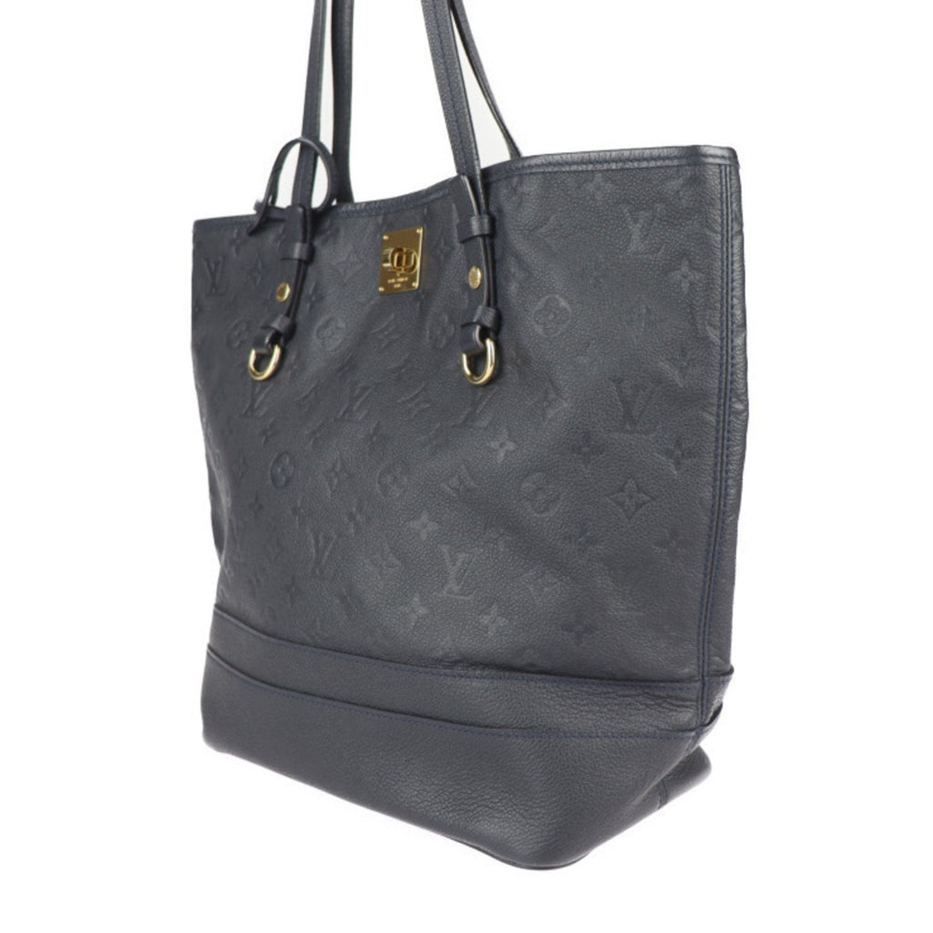 Louis Vuitton Black Leather Handbag Pouch Shoulder Bag Tote Bag