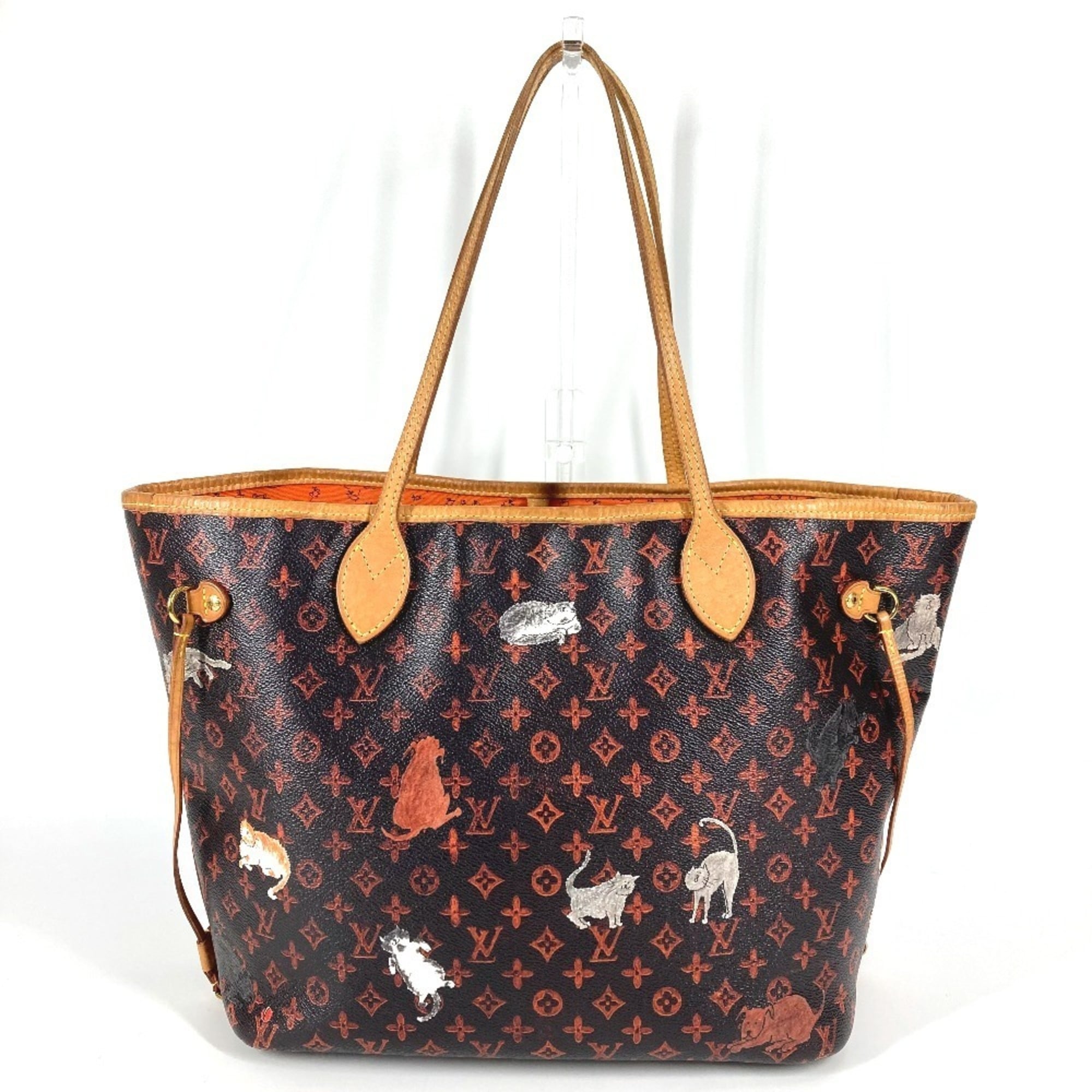 Louis Vuitton Brown Orange Monogram Leather Pouch Shoulder Bag Tote Bag