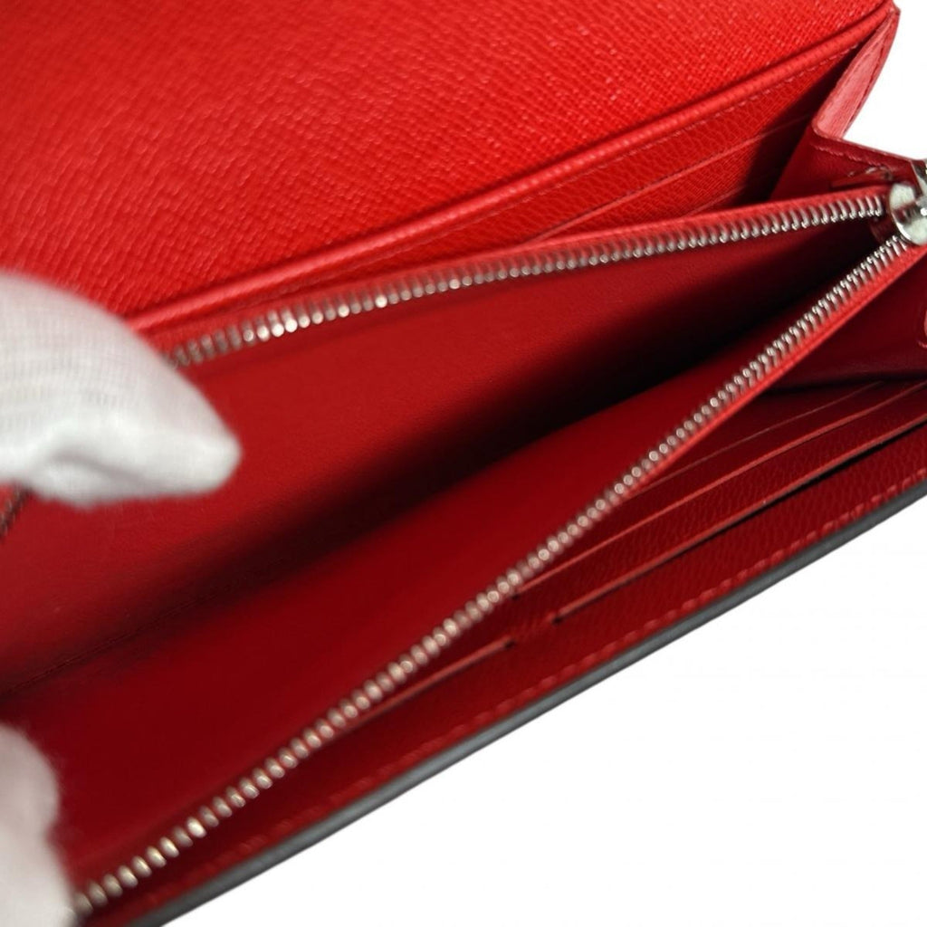 Louis Vuitton Coquelicots Red Color Epi Leather Long Wallet (Tri-Fold)