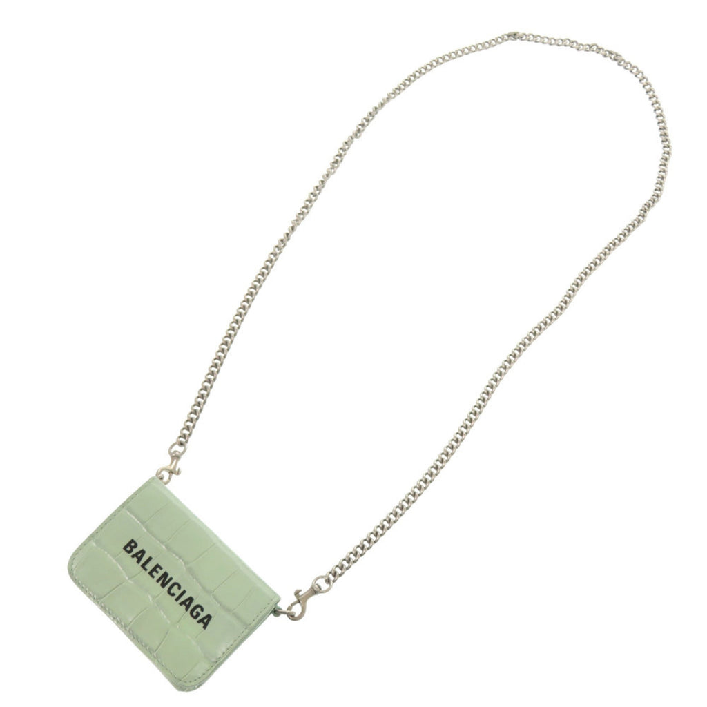 Balenciaga Green Leather Chain/Shoulder Wallet