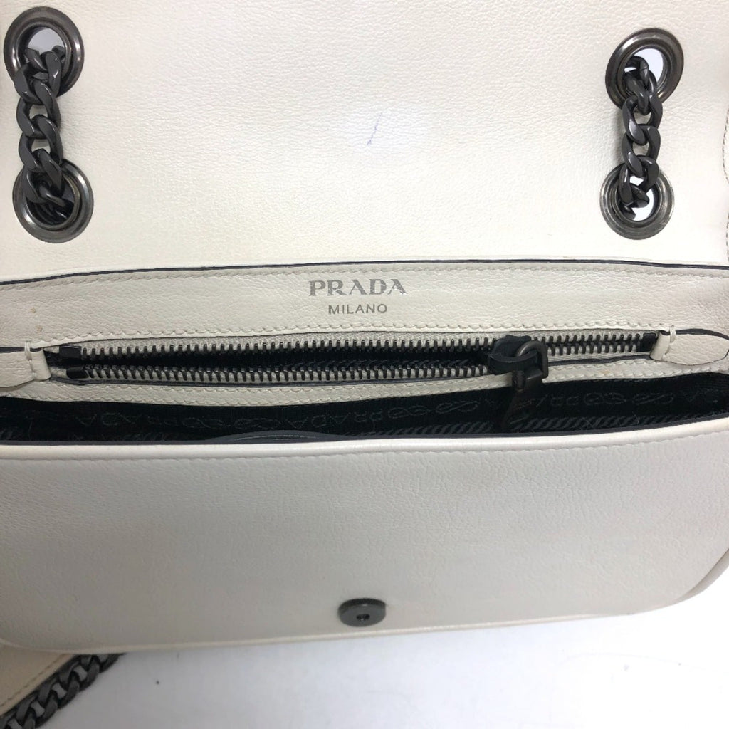 Prada White Leather Shoulder Bag