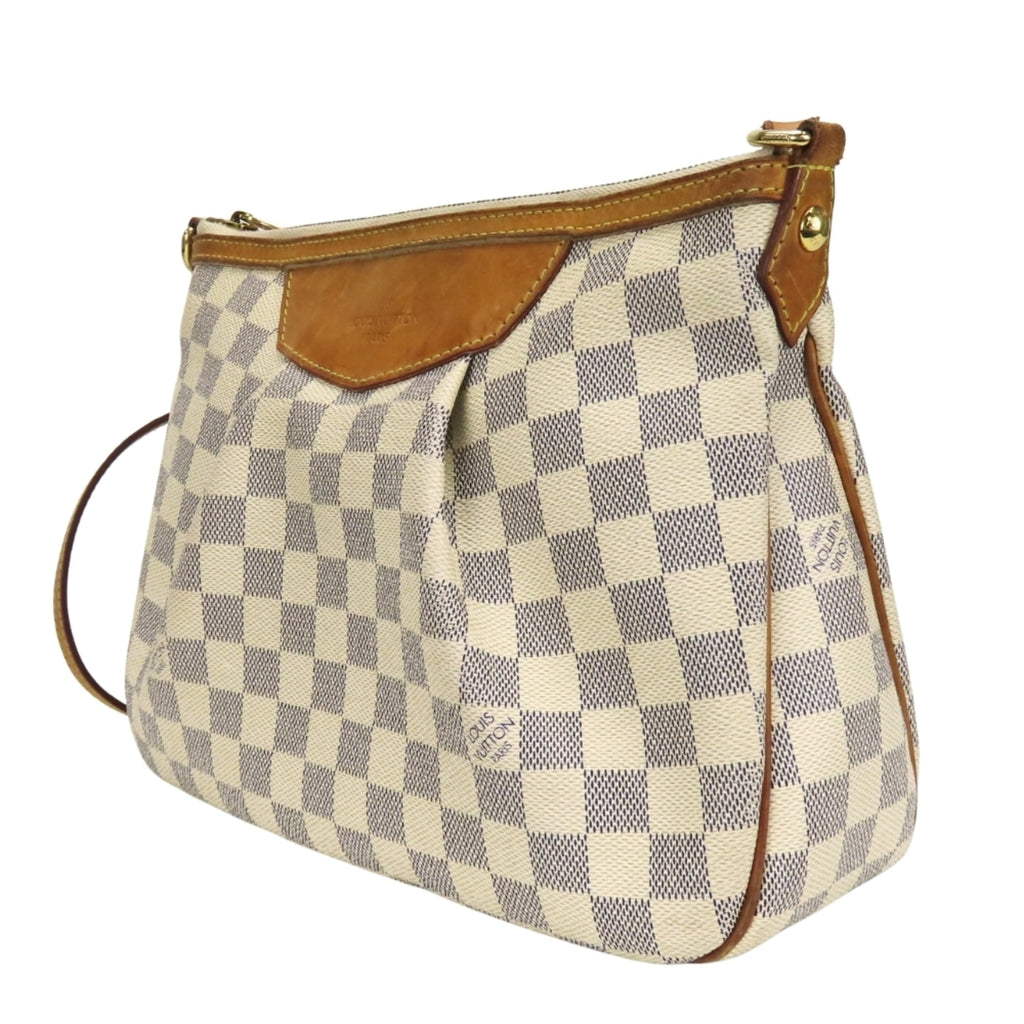 Louis Vuitton White Damier Azur Leather Shoulder Bag