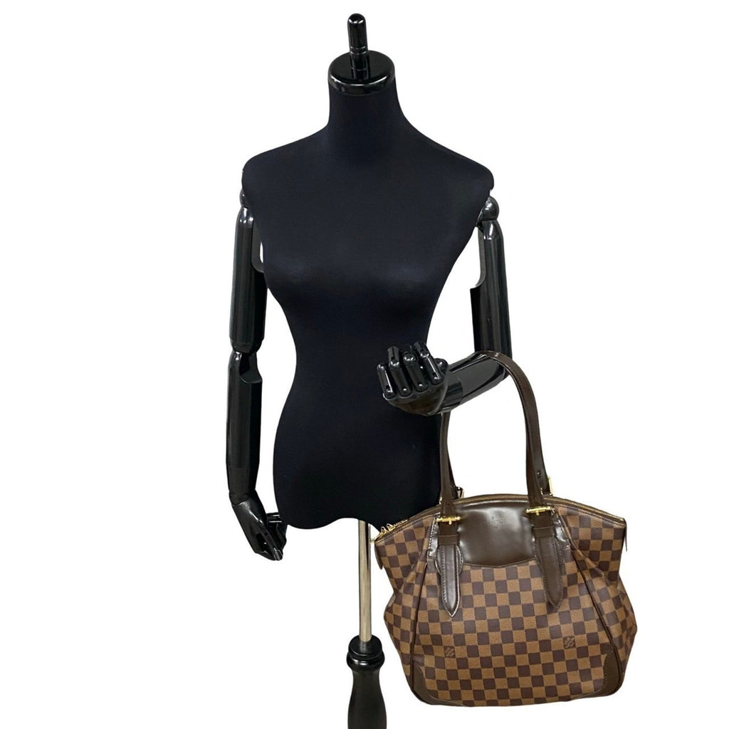 Louis Vuitton Brown Leather Pvc Handbag Tote Bag