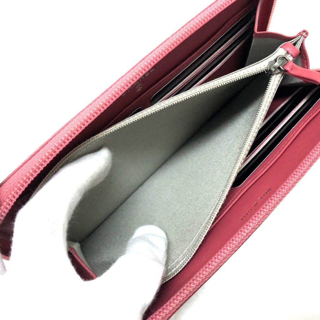Chanel Pink Leather Long Wallet (Bi-Fold)