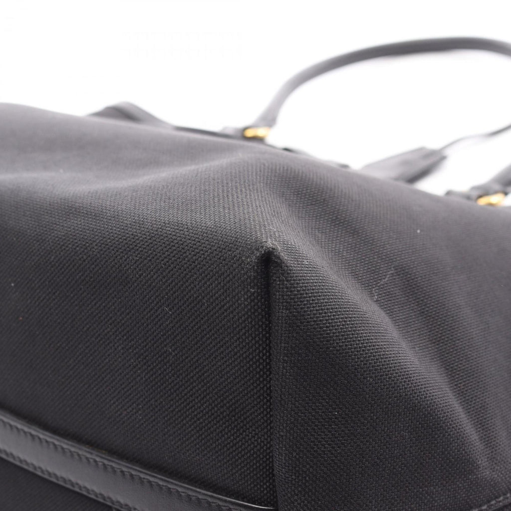 Prada Black Canvas Leather Tote Bag