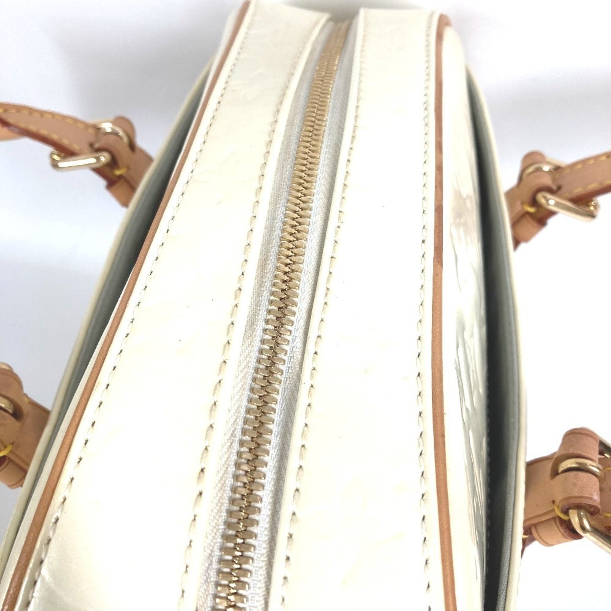 Louis Vuitton Pearl White Monogram Vernis Handbag Shoulder Bag Tote Bag