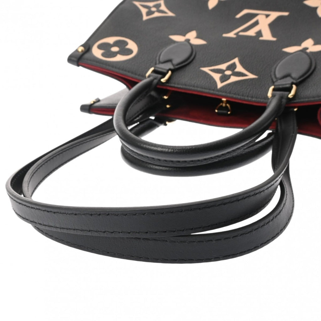 Louis Vuitton Beige Black Leather Handbag