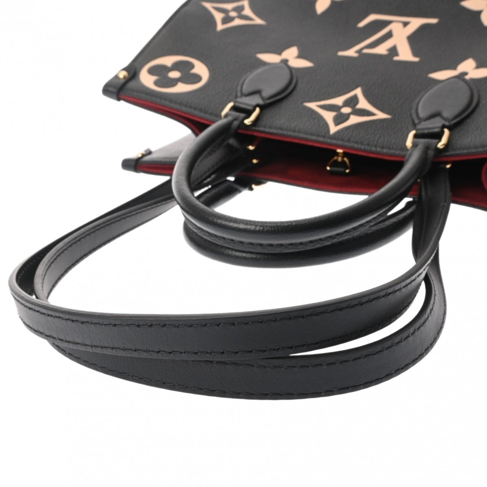 Louis Vuitton Beige Black Leather Handbag