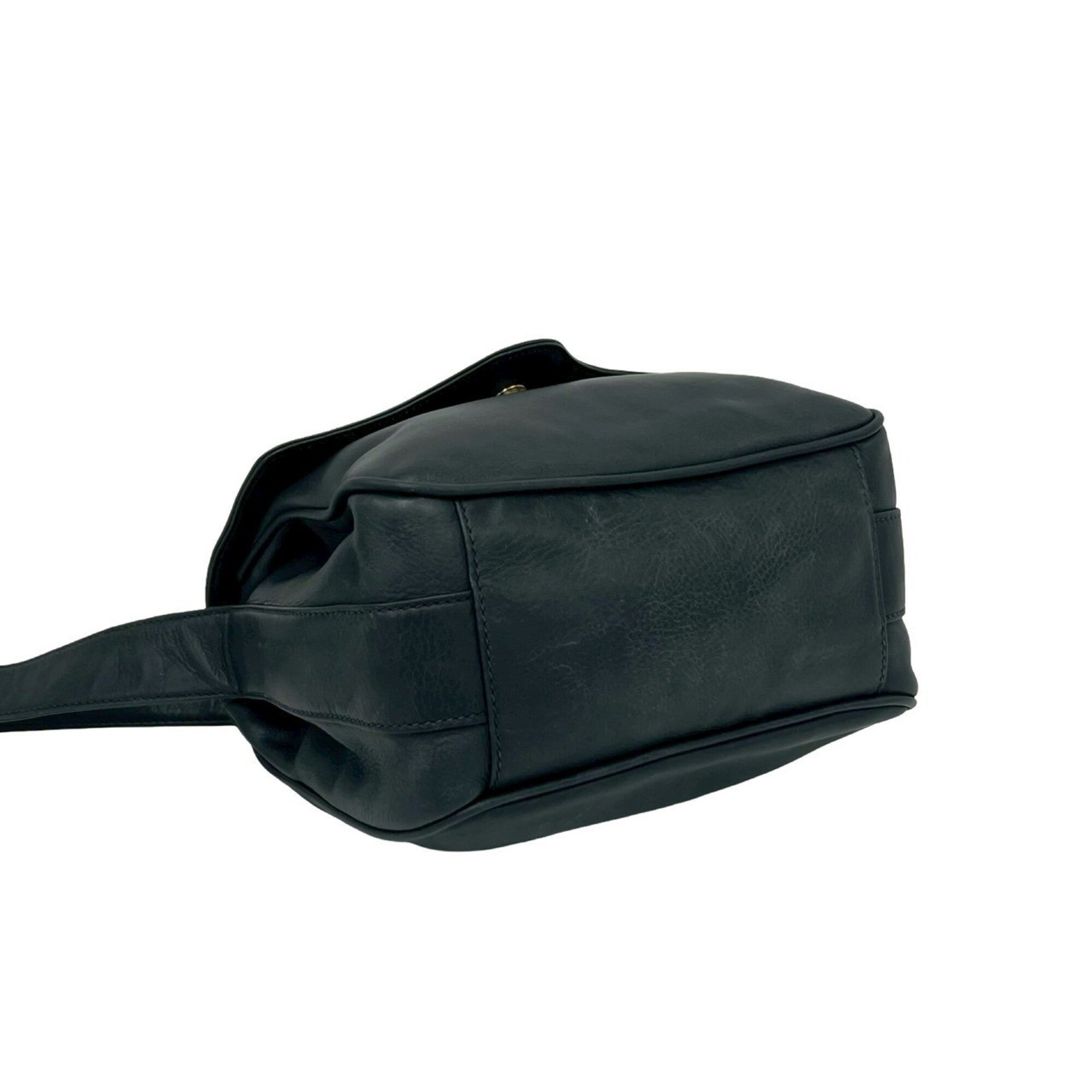 Gucci Navy Leather Shoulder Bag (Pre-Owned)