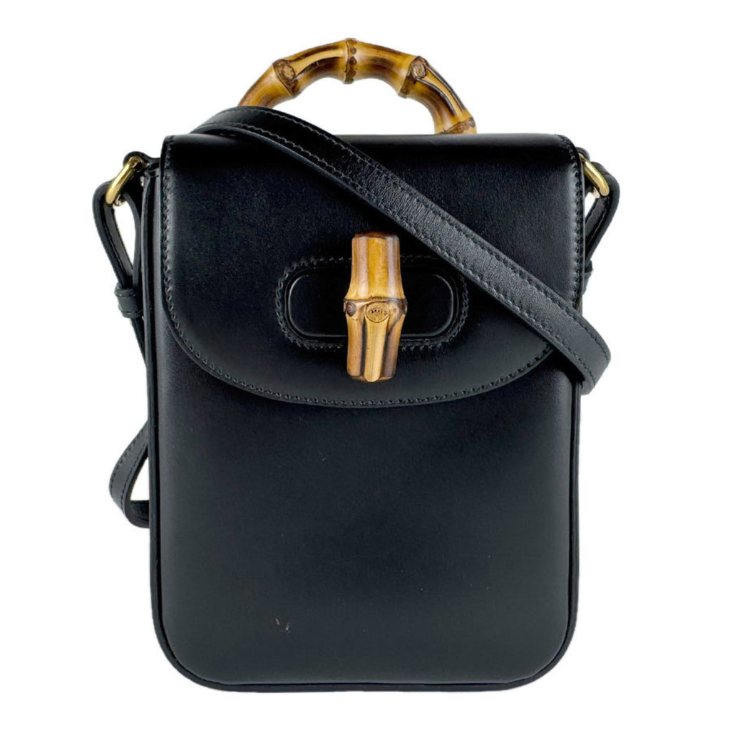 Gucci Black Leather Handbag Shoulder Bag (Pre-Owned)