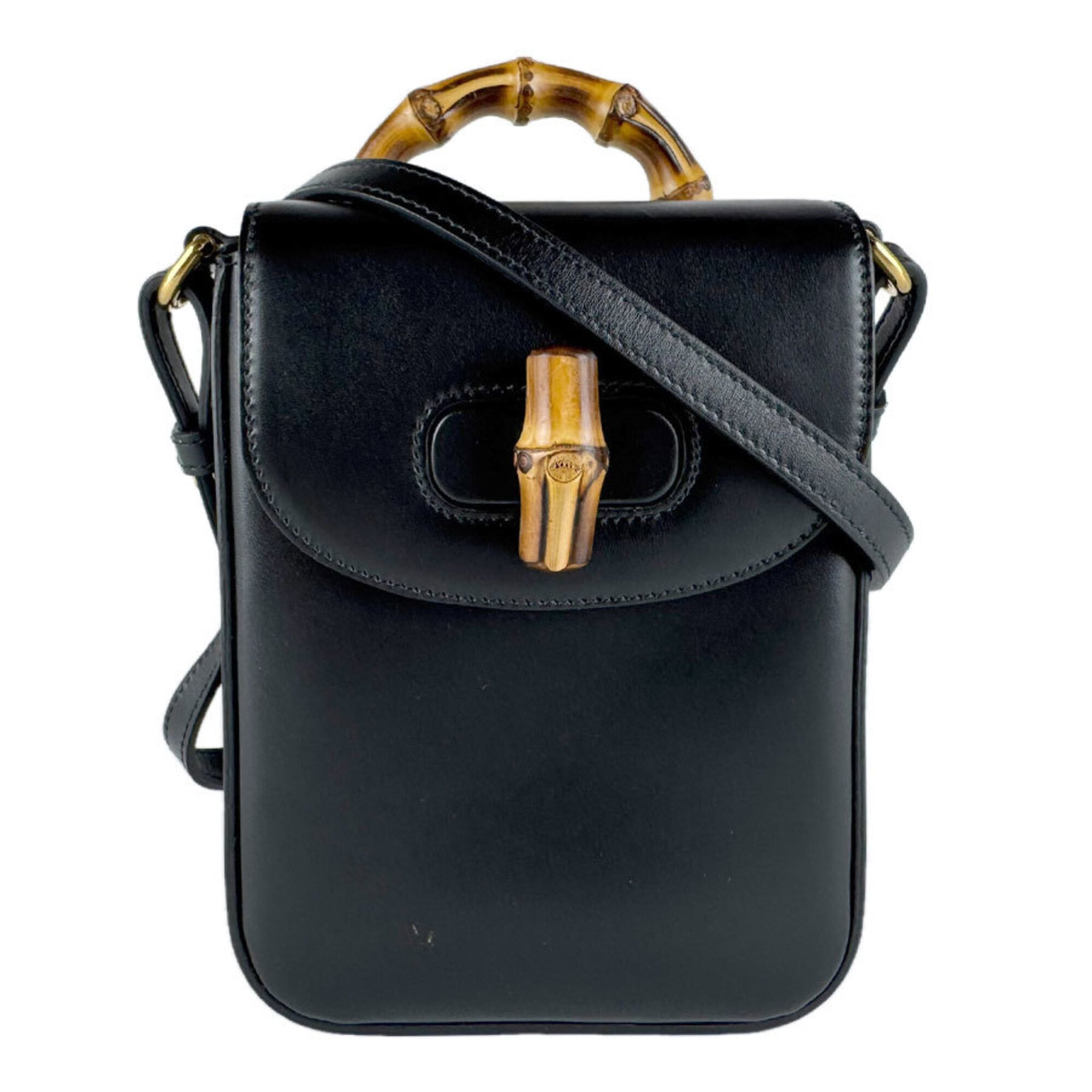 Gucci Black Leather Handbag Shoulder Bag (Pre-Owned)