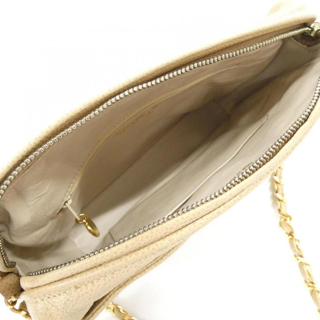 Chanel Beige Grained Calfskin Shoulder Bag
