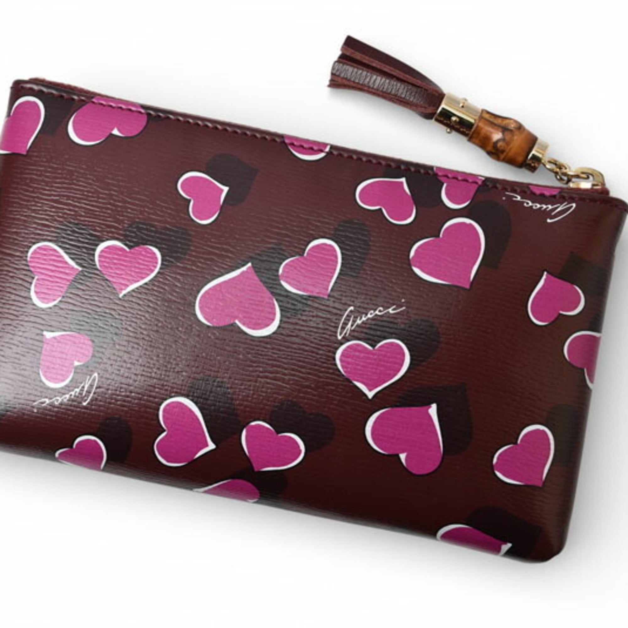 Gucci Bordeaux Pink Leather Pouch (Pre-Owned)